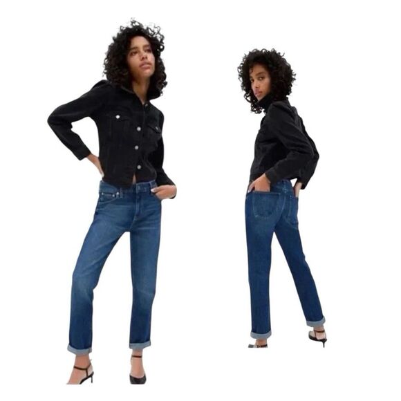 Gap Women's Dark Indigo Sexy Boyfriend Jeans  Size 28L  NWT  Boho Comfort Jeans - Picture 1 of 16